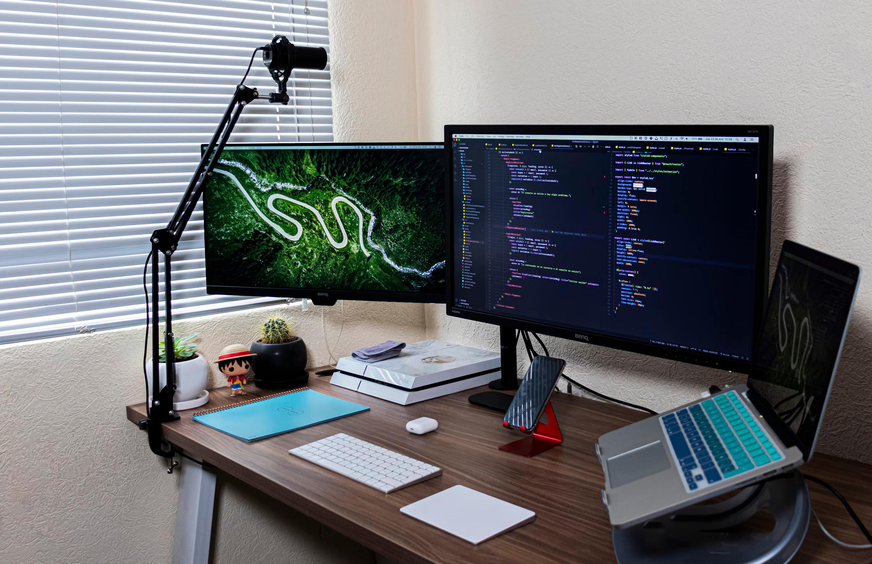 desktop setup with a laptop